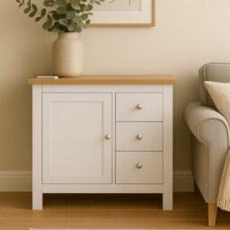 Home Treats White & Pine 3 Drawer Storage Cabinet, Modern Wooden Chest With Natural Pine Top - thumbnail 4