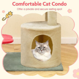 Costway 123 Cm Tall Cat Tree Multi-Level Aesthetic Floral Kitten Tower-Red - thumbnail 3
