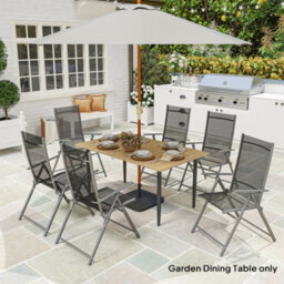 Wyld Haus Safafa 150Cm Brown Rectangular Metal Garden Dining Table With Slatted Top And Parasol Hole - thumbnail 3