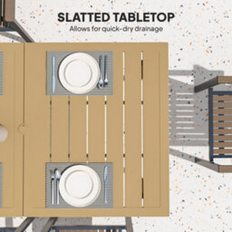 Wyld Haus Safafa 150Cm Brown Rectangular Metal Garden Dining Table With Slatted Top And Parasol Hole - thumbnail 7