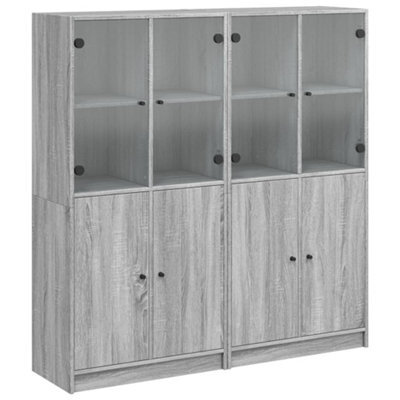 Berkfield Modern Bookcase With Doors Grey Sonoma 136X37X142 Cm Engineered Wood - image 1