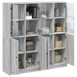 Berkfield Modern Bookcase With Doors Grey Sonoma 136X37X142 Cm Engineered Wood - thumbnail 4