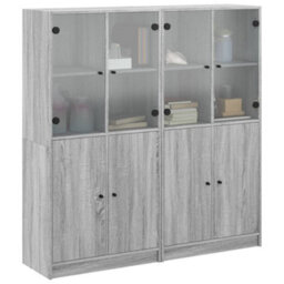Berkfield Modern Bookcase With Doors Grey Sonoma 136X37X142 Cm Engineered Wood - thumbnail 5