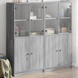 Berkfield Modern Bookcase With Doors Grey Sonoma 136X37X142 Cm Engineered Wood - thumbnail 2