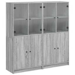 Berkfield Modern Bookcase With Doors Grey Sonoma 136X37X142 Cm Engineered Wood - thumbnail 1
