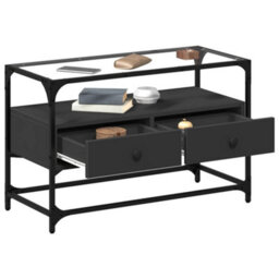 Berkfield Tv Cabinet With Glass Top Black 80X35X51 Cm Engineered Wood - thumbnail 3