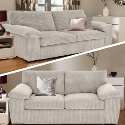 SquareBoxx Capri Jumbo Cord Sofa, 3+2 Cream - image 1