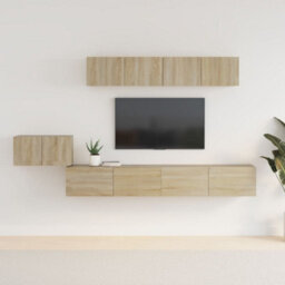 Berkfield 5 Piece Tv Cabinet Set Sonoma Oak Engineered Wood - thumbnail 1