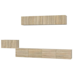 Berkfield 5 Piece Tv Cabinet Set Sonoma Oak Engineered Wood - thumbnail 2