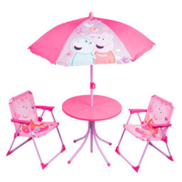 Relsy Kids Outdoor Patio Set Peppa Pig: Table, 2X Chairs, Parasol - Garden Furniture For Children - thumbnail 1