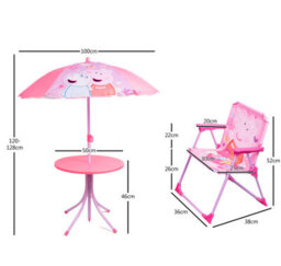 Relsy Kids Outdoor Patio Set Peppa Pig: Table, 2X Chairs, Parasol - Garden Furniture For Children - thumbnail 4