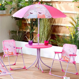 Relsy Kids Outdoor Patio Set Peppa Pig: Table, 2X Chairs, Parasol - Garden Furniture For Children - thumbnail 2