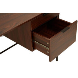 Orsina Dark Walnut Veneer Desk With Drawers,computer Desk With Black Metal Frame,home Office Desk,stylish Desk - thumbnail 9