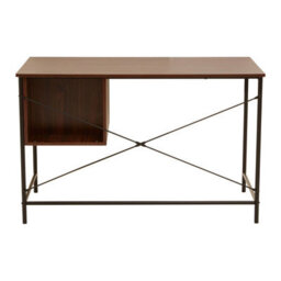 Orsina Dark Walnut Veneer Desk With Drawers,computer Desk With Black Metal Frame,home Office Desk,stylish Desk - thumbnail 5