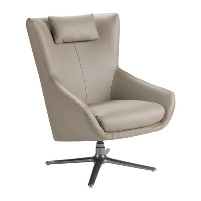 Angel Cerda Elegant Mink Leatherette Swivel Armchair With Steel Base - image 1