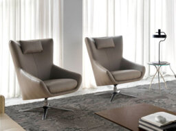 Angel Cerda Elegant Mink Leatherette Swivel Armchair With Steel Base - thumbnail 2