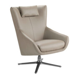 Angel Cerda Elegant Mink Leatherette Swivel Armchair With Steel Base