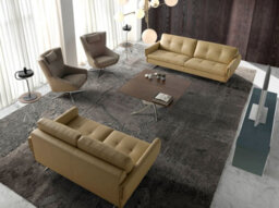 Angel Cerda Elegant Mink Leatherette Swivel Armchair With Steel Base - thumbnail 3