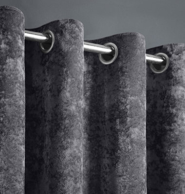Intimates Elegant Velvet Dimout Door Curtains - Ring Top, Luxurious Soft Velvet, Durable Fabric For Living Room, Bedroom - Charcoal
