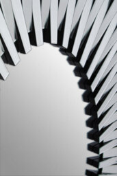 Orsina Silver Rectangular Sunburst Wall Mirror, Decorative Radial Pattern Statement Mirror, Contemporary Wall Décor - thumbnail 4