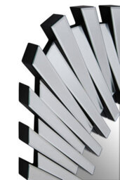 Orsina Silver Rectangular Sunburst Wall Mirror, Decorative Radial Pattern Statement Mirror, Contemporary Wall Décor - thumbnail 5