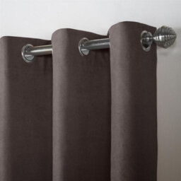 Luxury Living Velvet Chenille Eyelet Curtains Ready Made Pair Chocolate - thumbnail 4