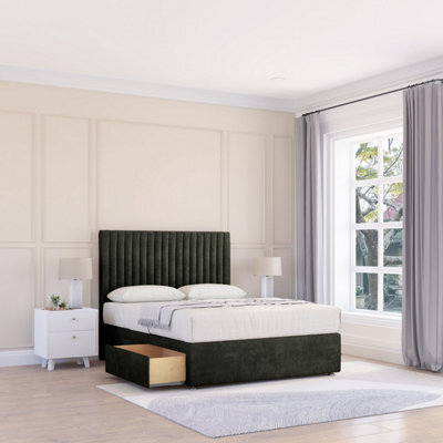 "Sloomy 4Ft Manhattan Dumfries Graphite Memory Foam Bed Set With No Drawers Mattress & 26"" Headboard - Small Double" - image 1