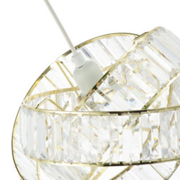 Happy Homewares Modern Three Ring Gold Pendant Shade With Transparent Acrylic Prisms - thumbnail 5
