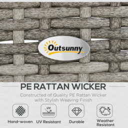 Outsunny 6Pcs Rattan Sofa Set Coffee Table Footstool Outdoor W/ Cushion - thumbnail 4