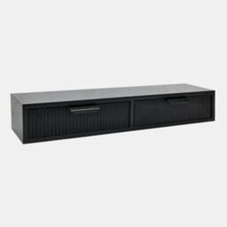 Ohs Ribbed 2-Drawer Floating Shelves Wall Mounted Storage Shelf - Black - thumbnail 3