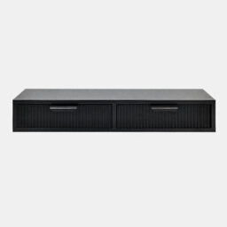 Ohs Ribbed 2-Drawer Floating Shelves Wall Mounted Storage Shelf - Black - thumbnail 2