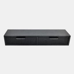 Ohs Ribbed 2-Drawer Floating Shelves Wall Mounted Storage Shelf - Black - thumbnail 4