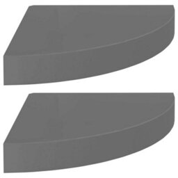 Vidaxl Floating Corner Shelves 2 Pcs High Gloss Grey 25X25X3.8 Cm Mdf - thumbnail 2