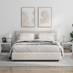 Berkfield Bedside Cabinets With Glass Doors 2 Pcs White 35X37X42 Cm - thumbnail 3