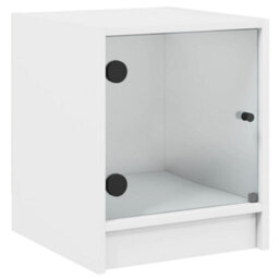 Berkfield Bedside Cabinets With Glass Doors 2 Pcs White 35X37X42 Cm - thumbnail 6