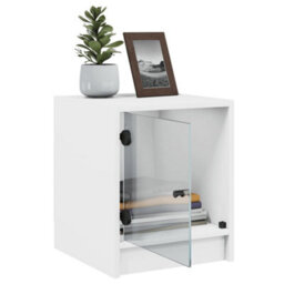 Berkfield Bedside Cabinets With Glass Doors 2 Pcs White 35X37X42 Cm - thumbnail 5