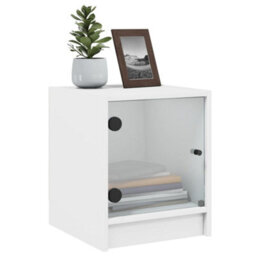 Berkfield Bedside Cabinets With Glass Doors 2 Pcs White 35X37X42 Cm - thumbnail 4