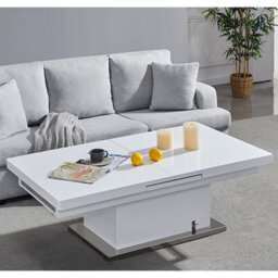 Furniture in Fashion Elgin Convertible White Gloss Dining Table 6 Vesta Black Chairs - thumbnail 2