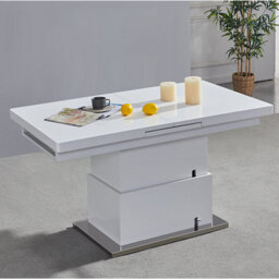 Furniture in Fashion Elgin Convertible White Gloss Dining Table 6 Vesta Black Chairs - thumbnail 5