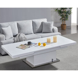 Furniture in Fashion Elgin Convertible White Gloss Dining Table 6 Vesta Black Chairs - thumbnail 3