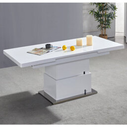 Furniture in Fashion Elgin Convertible White Gloss Dining Table 6 Vesta Black Chairs - thumbnail 4