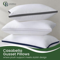 Casabella Gusset Pillows 2 Pack - Plush Bed Pillows For Neck & Shoulder Pain Relief - thumbnail 2