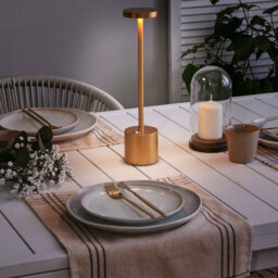 Wyld And Coco Auralux Wireless Table Lamp Gold - Rechargeable Aluminum Touch-Dimmer Indoor And Covered Outdoor Lighting - thumbnail 2