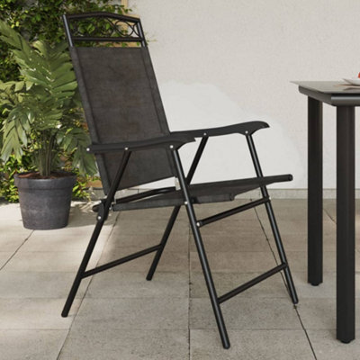 Berkfield Folding Garden Chairs 8 Pcs Melange Grey Steel And Textilene - image 1