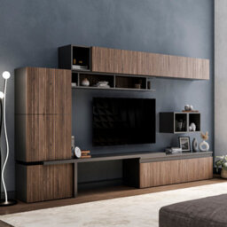 Decorotika Haven Moduler Modern Tv Unit Wall Mount Customizable Layout Black Alina - thumbnail 3