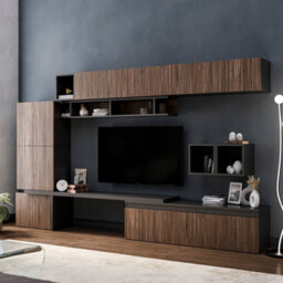 Decorotika Haven Moduler Modern Tv Unit Wall Mount Customizable Layout Black Alina - thumbnail 2