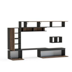 Decorotika Haven Moduler Modern Tv Unit Wall Mount Customizable Layout Black Alina - thumbnail 5