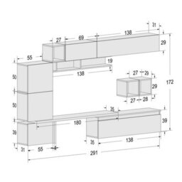 Decorotika Haven Moduler Modern Tv Unit Wall Mount Customizable Layout Black Alina - thumbnail 6