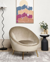 Beliani  Armchair Langa Velvet Taupe - thumbnail 2