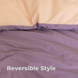 MHG Living Reversible 100% Cotton Duvet Cover Set With Pillowcases - Soft & Breathable Purple Bedding, Button Closure - Double - thumbnail 4